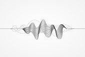 Music radio sound wave. Sign of audio digital record, vibration, pulse and music soundtrack. Vector illustration. Flat design