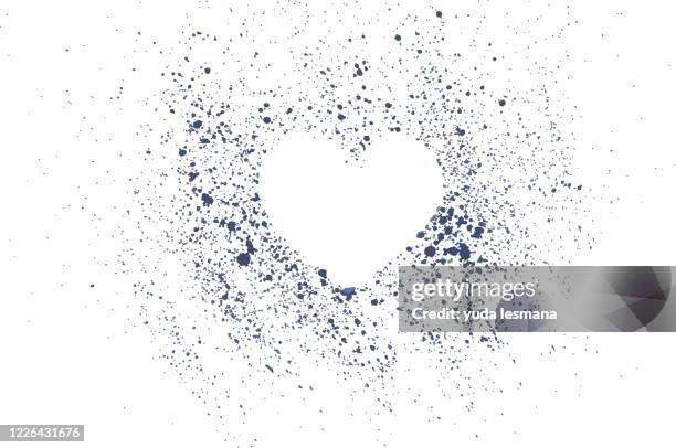 blue watercolor splashes heart shape spots. hand creation - art basel stock illustrations