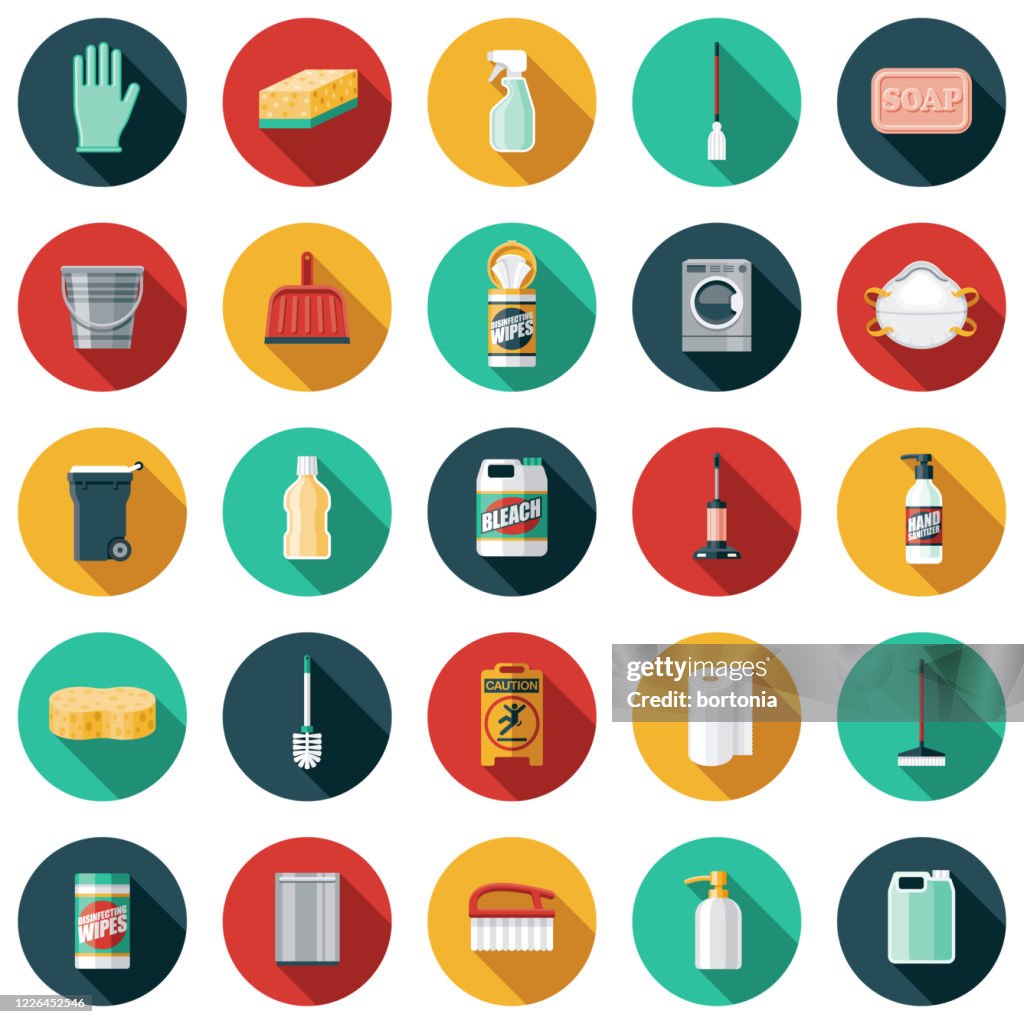 Reinigungszubehör Icon Set