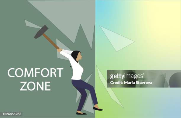 comfort zone - learning objectives text stock illustrations