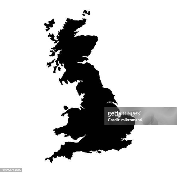 shape of the england island, british island - britain map stock-fotos und bilder