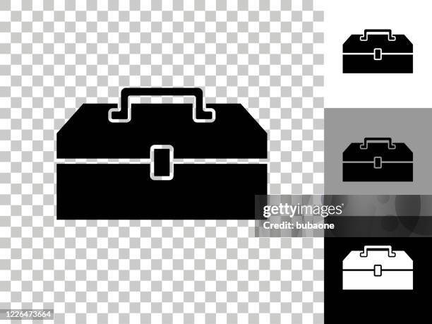 tool box icon on checkerboard transparent background - tool box white background stock illustrations