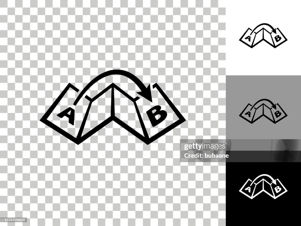 Map From Point A to B Icon on Checkerboard Transparent Background