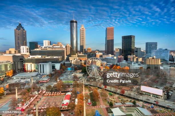 atlanta georgia downtown city skyline - centenial olympic park stock pictures, royalty-free photos & images