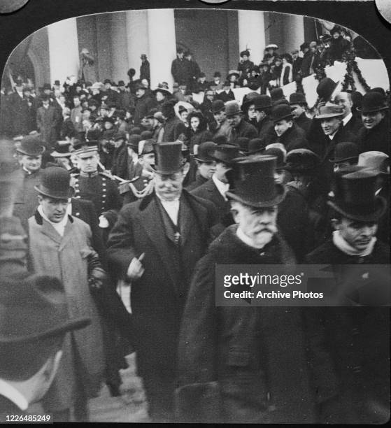 President William Howard Taft leaves the Capitol after his inauguration, Washington, DC, 4th March 1909.