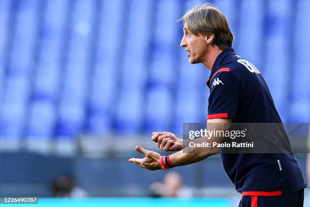 Coach Davide Nicola of Genoa during the Serie A match between Genoa CFC and SPAL at Stadio Luigi Ferraris on July 12, 2020 in Genoa, Italy.