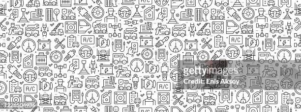 nahtloses muster mit car service icons - electrical equipment stock-grafiken, -clipart, -cartoons und -symbole