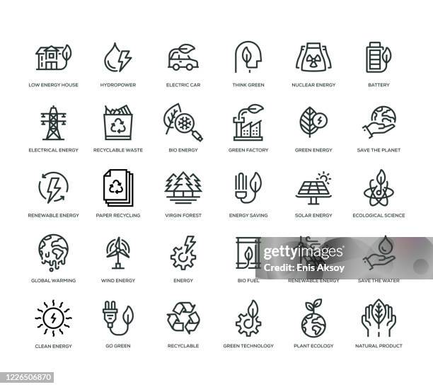 stockillustraties, clipart, cartoons en iconen met pictogramset groene energie - recycling symbol