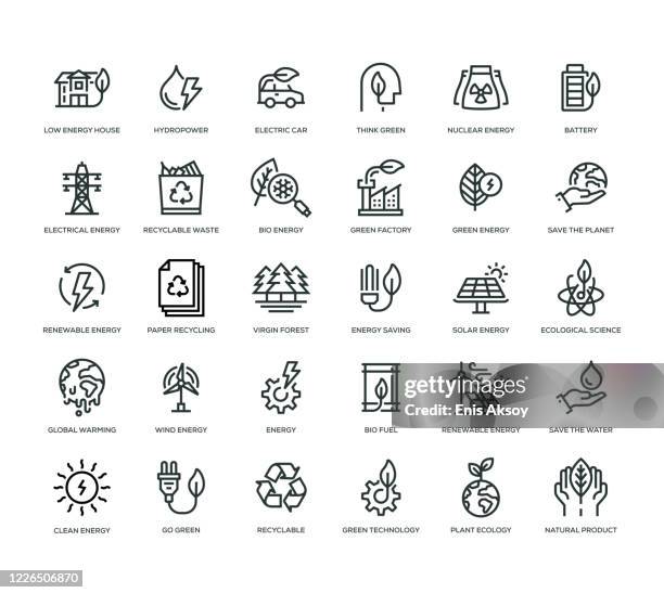 green energy icon set - energy efficient icon stock illustrations