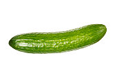 One ripe bright green cucumber