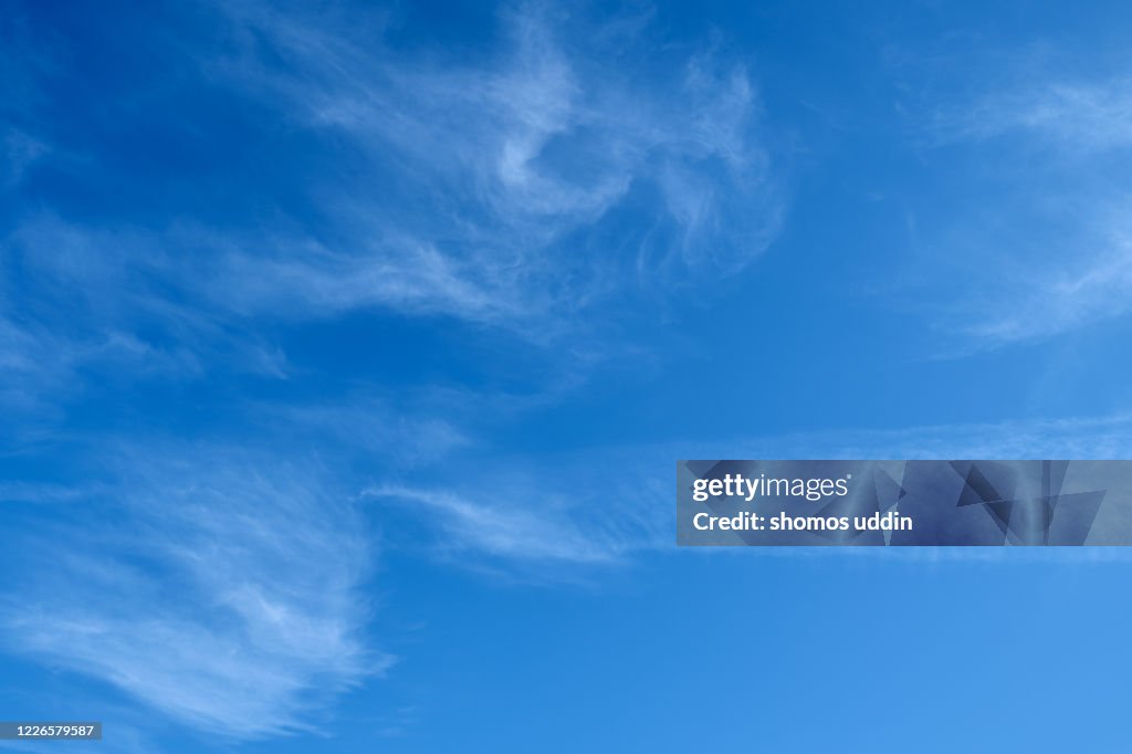 Wispy clouds up in the sky