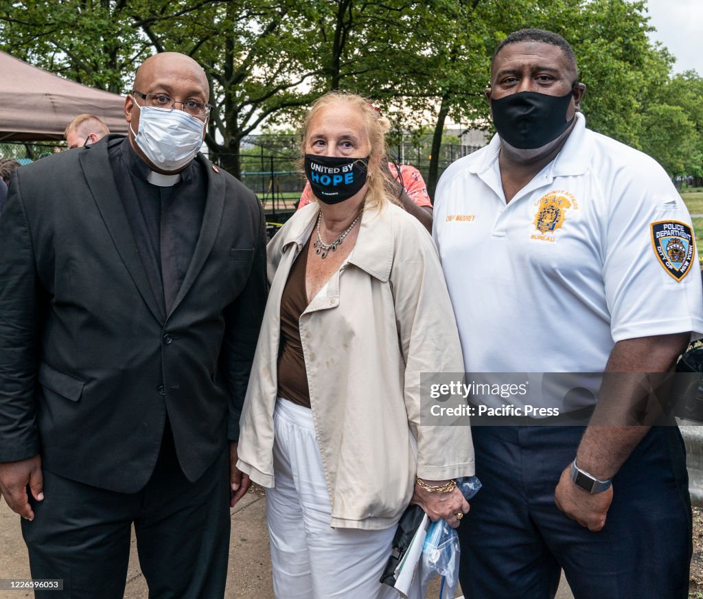 Chaplain Robert Rice, Gale Brewer, NYPD Chief Jeffrey...