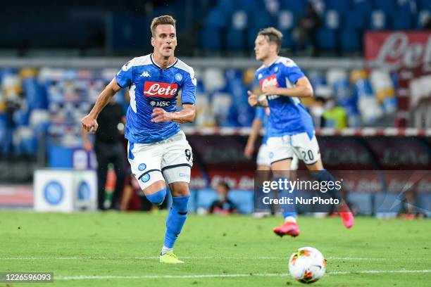 Arkadiusz Milik of SSC Napoli during the Serie A match between Napoli and AC Milan at Stadio San Paolo, Naples, Italy on 12 July 2020.