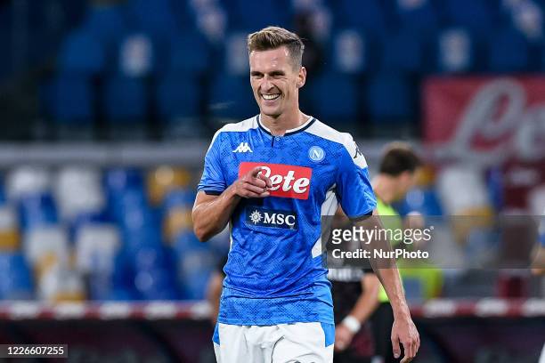 Arkadiusz Milik of SSC Napoli during the Serie A match between Napoli and AC Milan at Stadio San Paolo, Naples, Italy on 12 July 2020.