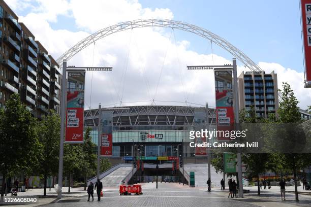 General view outside Wembley stadium on what should have been FA Cup Final day on May 23, 2020 in London, England. The British government has started...