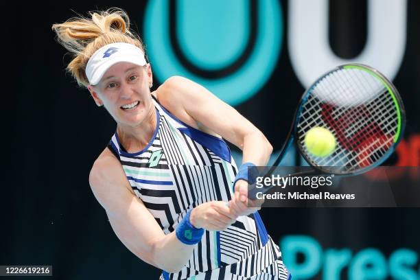 Alison Riske of the United States returns a shot to Danielle Collins of the United States during the UTR Pro Match Series Day 2 on May 23, 2020 in...