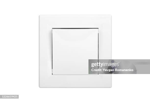 white light switch isolated on white background - startknapp bildbanksfoton och bilder