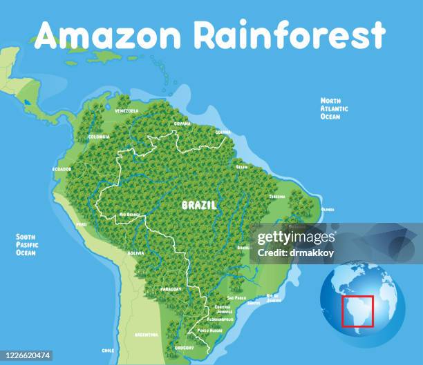 amazon rainforest - paraguay map stock illustrations