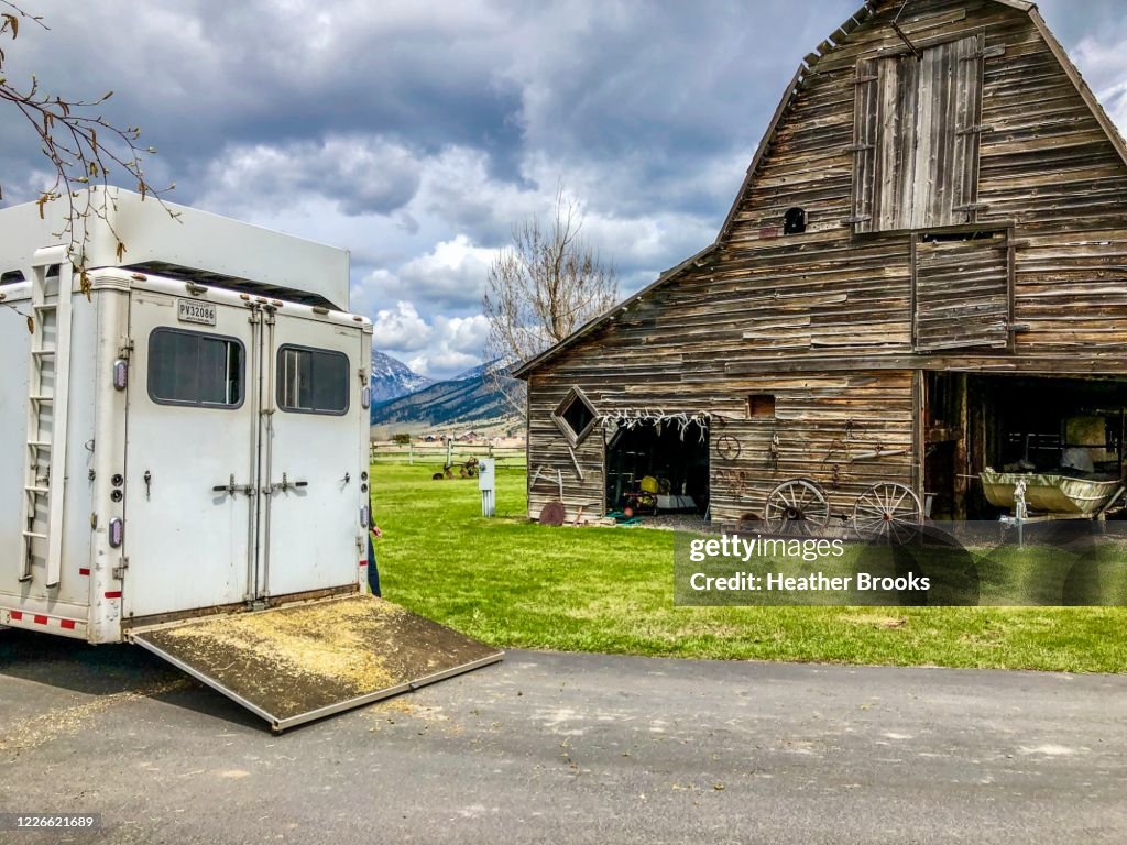 Old Barn and Horse Trailer