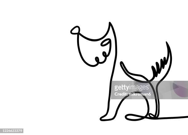 single line drawing of dog - dog line art stock pictures, royalty-free photos & images