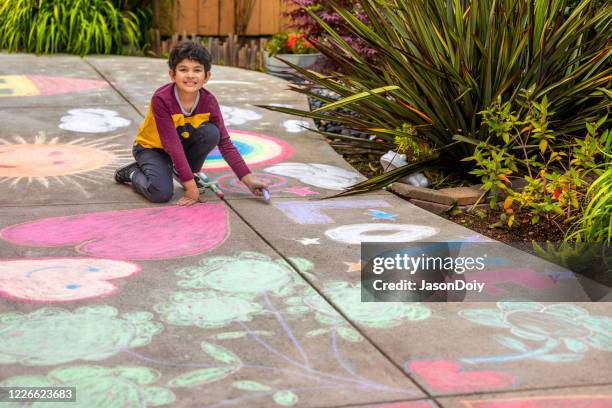 stay at home chalk drawing on sidewalk - chalk heart stock pictures, royalty-free photos & images