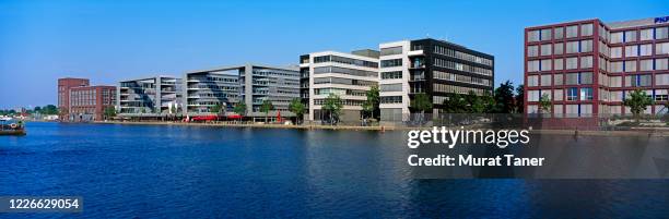 view of duisburg inner harbour - duisburg stock pictures, royalty-free photos & images