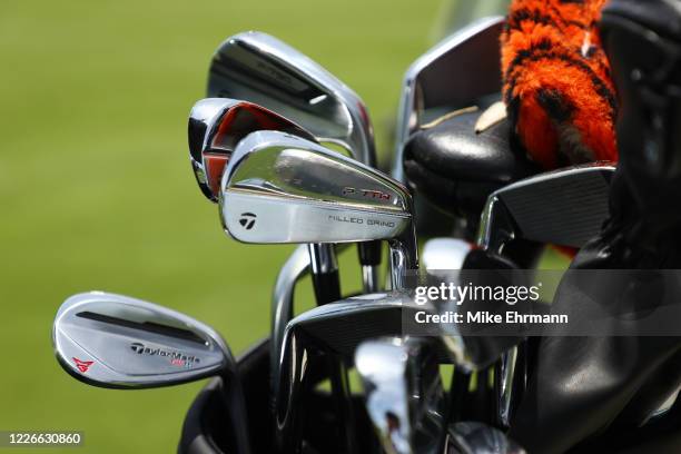 Detail of the irons of Tiger Woods during a practice round for The Match: Champions For Charity at Medalist Golf Club on May 23, 2020 in Hobe Sound,...