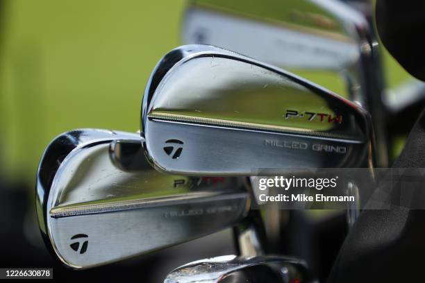 Detail of the irons of Tiger Woods during a practice round for The Match: Champions For Charity at Medalist Golf Club on May 23, 2020 in Hobe Sound,...