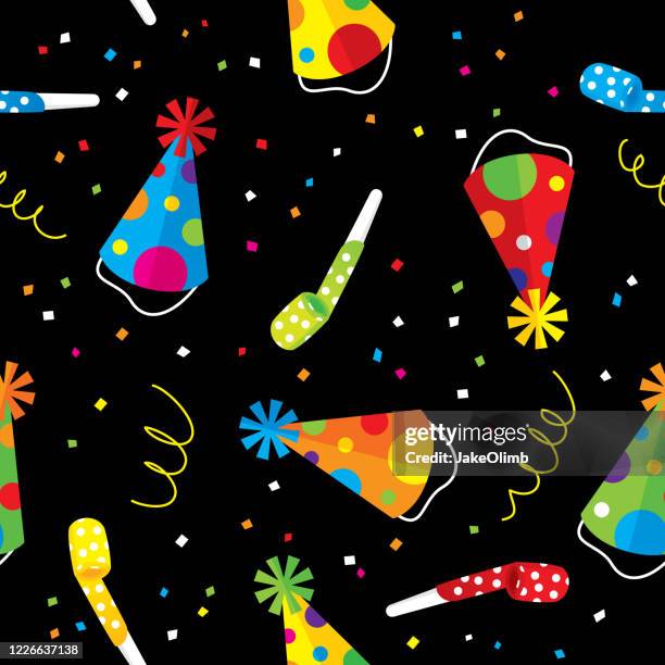 birthday hat pattern flat - retirement celebration background stock illustrations