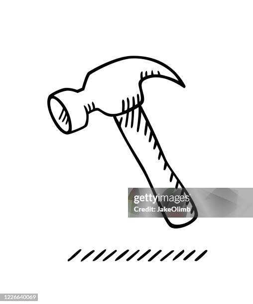 hammer doodle black and white - hammer stock illustrations
