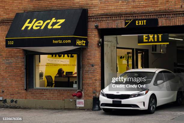 An exterior view of Hertz Car Rental during the coronavirus pandemic on May 23, 2020 in New York City. COVID-19 has spread to most countries around...
