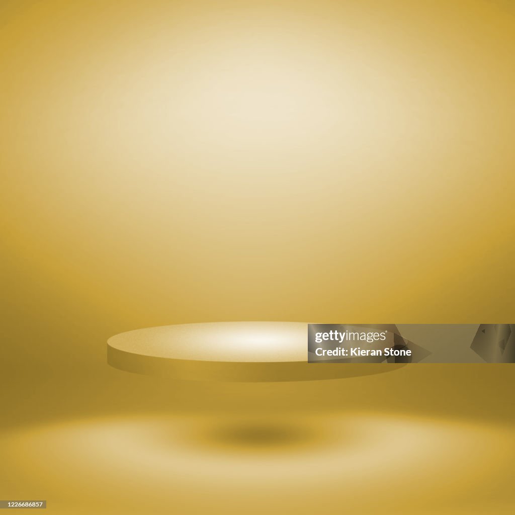 Studio Background with Levitating Golden Display