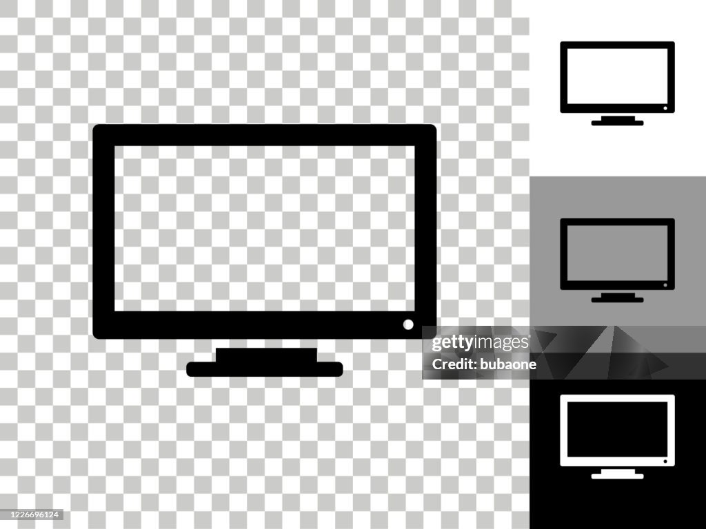 Monitor Icon on Checkerboard Transparent Background