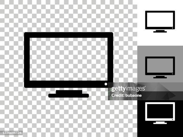 monitor icon on checkerboard transparent background - multiple computer screens white background stock illustrations