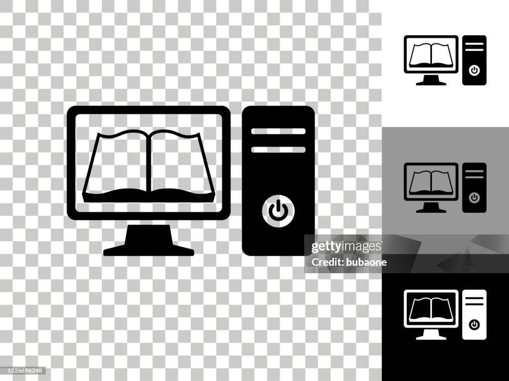 Computer Book Icon on Checkerboard Transparent Background