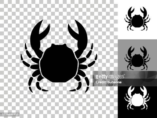 ilustrações, clipart, desenhos animados e ícones de ícone de caranguejo no fundo transparente do checkerboard - caranguejo