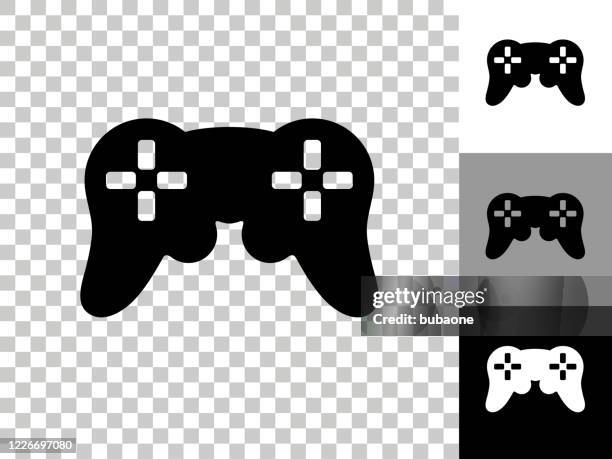 game controller icon on checkerboard transparent background - white game controller white background stock illustrations