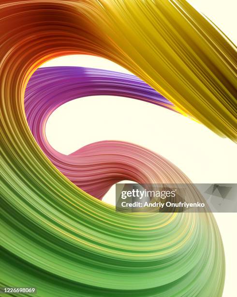 abstract twisted multicolored shape - science white background ストックフォトと画像