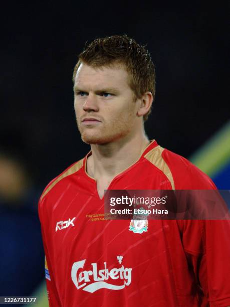 John Arne Riise of Liverpool is seen prior to the FIFA Club World Championship Toyota Cup Semi Final between Deportivo Saprissa and Liverpool at the...
