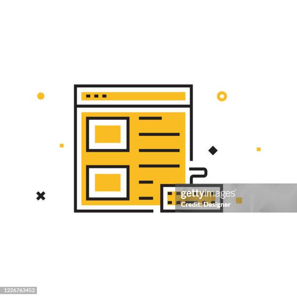 web based training flat line icon, outline vector symbol illustration. pixel perfect - activity based working stock illustrations