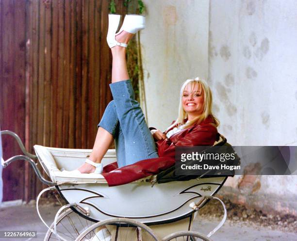 Emma Bunton of The Spice Girls records the video for the single " On Top of the World", England's official song for the 1998 Fifa World Cup, London,...