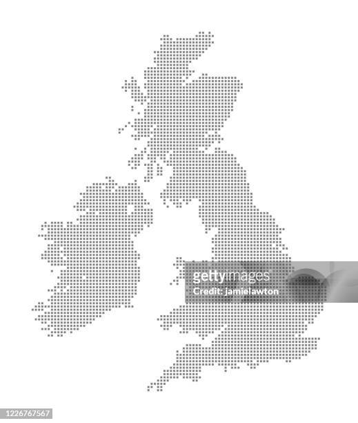 karte des vereinigten königreichs großbritannien und irland (uk) mit quadraten - vereinigtes königreich stock-grafiken, -clipart, -cartoons und -symbole