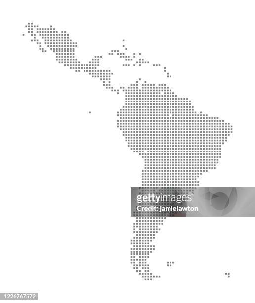 ilustrações de stock, clip art, desenhos animados e ícones de map of latin america using squares - the americas
