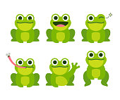 Cute cartoon frog set