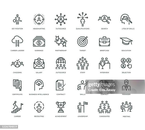 head hunting icon set - smart goals stock illustrations