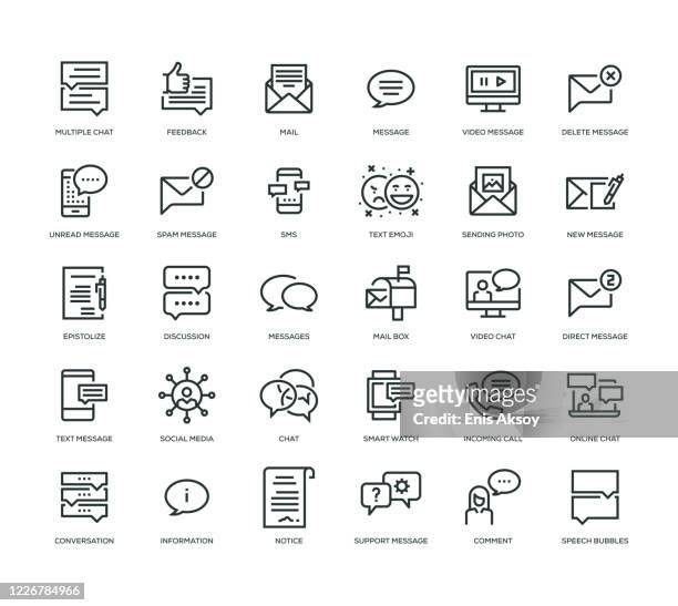 nachrichtensymbolsatz - briefkasten stock-grafiken, -clipart, -cartoons und -symbole