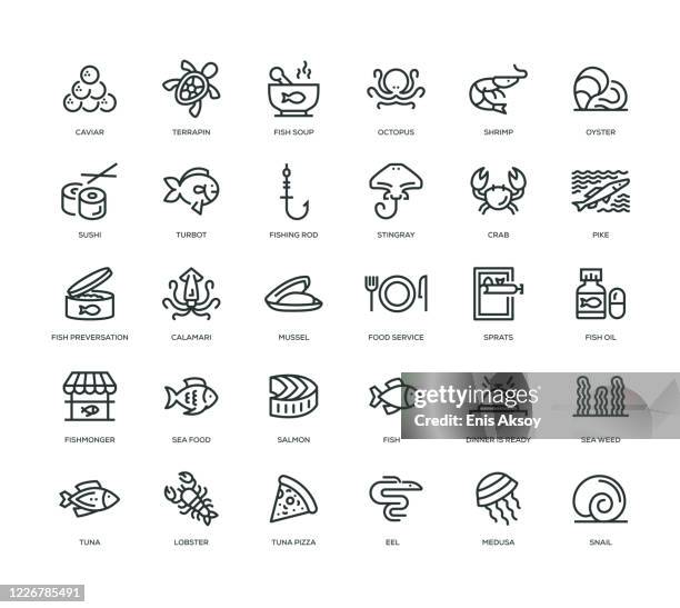 sea food iconset - ready to eat stock-grafiken, -clipart, -cartoons und -symbole