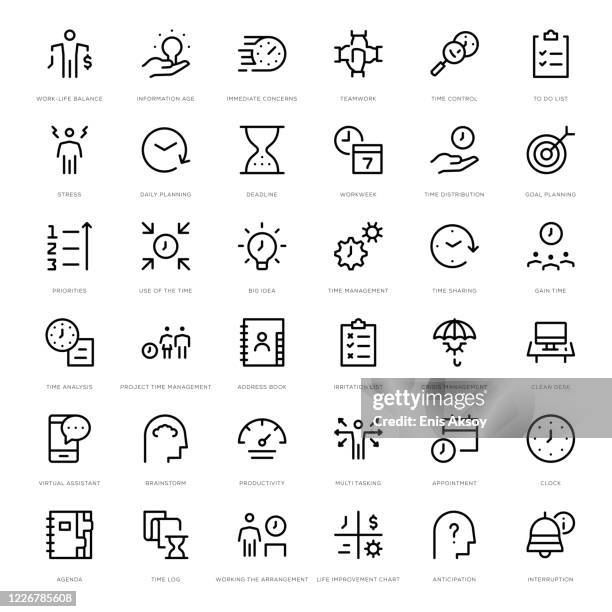 illustrations, cliparts, dessins animés et icônes de ensemble d’icônes de gestion du temps - polyvalence