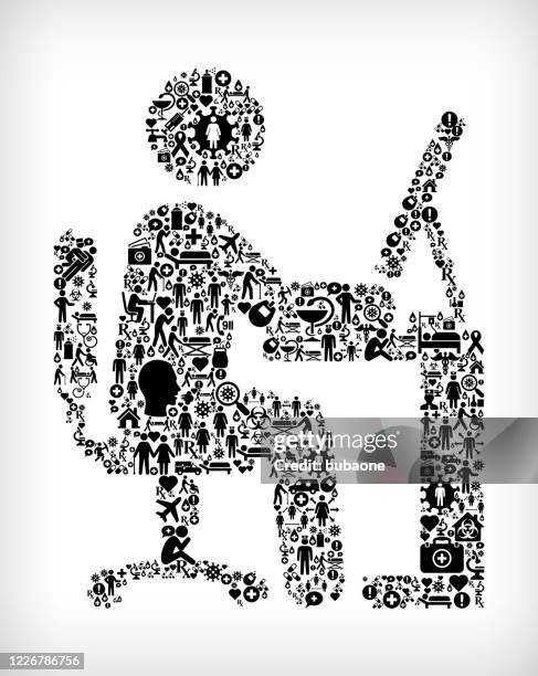 businessman working flu coronavirus icon pattern - first aid at work stock illustrations