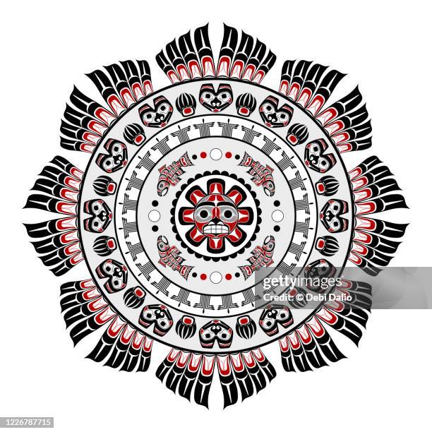 pacific northwest native american art mandala - pacific tribal pattern stock pictures, royalty-free photos & images